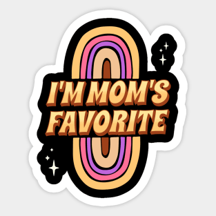 I'm Mom's Favorite with colorful rainbow and stars cute design Sticker